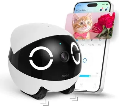 Produktbild von Enabot EBO Rola Mini 2K Pet Camera Roboter: bewegliche Innenbatterie-Telefon-App, One Touch Call, 2-Wege-Audio, IR-Nachtsicht, Bewegungserkennung, Vid