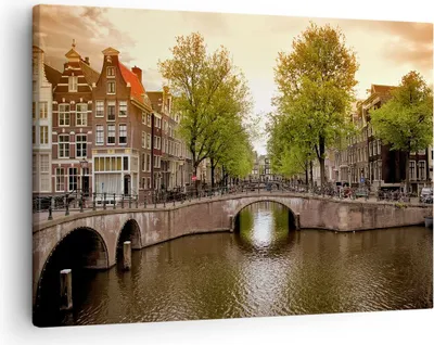 Produktbild von Bild auf Leinwand - Leinwandbild - Kanal Wasser Amsterdam Fahrrad - 70x50cm - Wand Bild - Wanddeko - Leinwanddruck - Bilder - Kunstdruck - Wanddekoration - Leinwand bilder - Wandkunst - AA70x50-2697