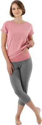 Produktbild von ALBERT KREUZ Damen Schlafanzug 3/4 Hose und Kurzarm-Shirt Stretch-Baumwolle rosa-grau, 42-44 / XL