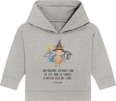 Produktbild von Mr. & Mrs. Panda Organic Baby Hoodie Fledermaus Zauberer 12. - 18. Monat - Heather Grey - Geschenk, Kapuzenshirt, Frauen, Kapuzensweatshirt, Reinsteigern, Magier