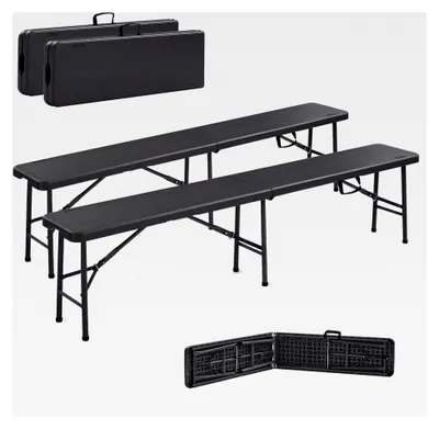 Produktbild von 2er Set Bierbänke Klappbar mit Tragegriff | 183 x 28 x 43 cm | Anthrazit