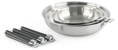 3er-Pfannenset 20/24/28 cm, Edelstahl, abnehmbare Griffe