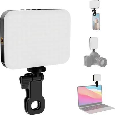 Produktbild von LED-Videoleuchte im Taschenformat, magnetisches LED-Fuelllicht, 2500 K šC 9000 K, dimmbares Videokonferenzlicht fuer Computer, Tablet, Mobiltelefon, DSLR-Kamera, eingebauter Akku mit Clip und Blitzschuhadapter