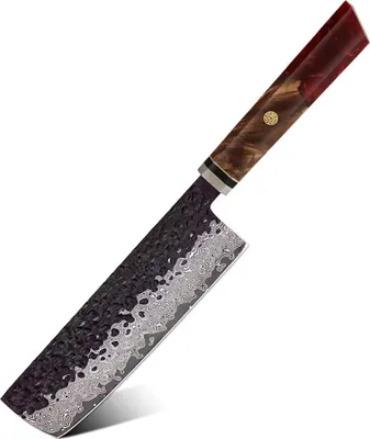 Image de Couteau de cuisine Damasquiné AI-37353 - Nakiri Rouge KP37353