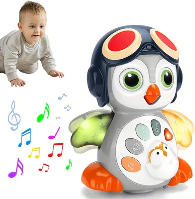 Produktbild von Leuchtendes Pinguin-Spielzeug für Babys – läuft, wackelt, Musik spielt, frühes Lernspielzeug 6-12 Monate