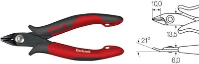 Produktbild von Wiha Electronic, Diagonale Zange, Stahl, Schwarz, Rot, 135 mm, 14 cm (5.5"), 72 g