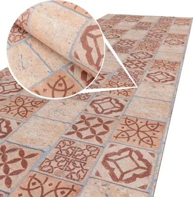 Produktbild von Küchenläufer RANNA Premium Läufer Küchenteppich Teppich Textil Fliesen Mosaik Braun 65x400cm