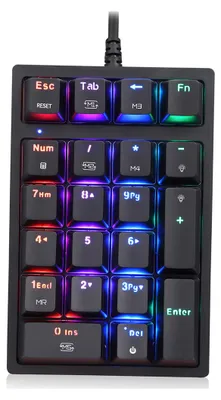 Obrázek produktu pro MOTOSPEED K24 Digitální mechanická klávesnice s 21 klávesami, 13 světelných efektů RGB | Dvoubarevné klávesy | Modrý spínač OUTEMU,Černá