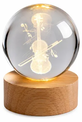 Produktbild von formano Kristallkugel LED Geige 3D Glas Kugel 8 cm + lasergraviertem Geigenmotiv