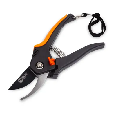 Produktbild von Polax Gartenschere 200 mm – Führungs­klinge aus 55HRC-Stahl mit Teflon, ergonomischer Zweikomponenten-Griff, Sicherheitsverschluss, Handschere