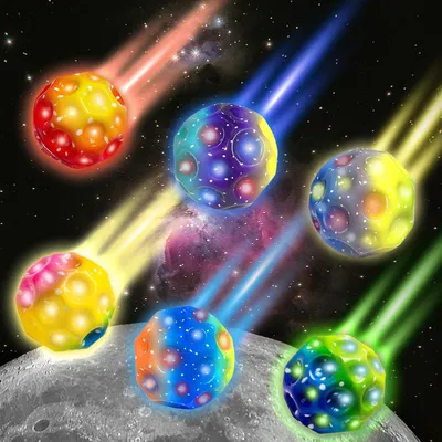 Productafbeelding van LED-maanballen - Set van 6 - Hoge springende rubberen bal - Kleurrijke springende ballen - Super stretch