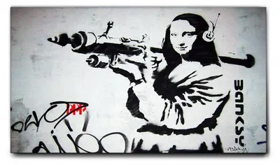 Zdjęcie produktu dla Giallobus - Armata Monalisa - Banksy - 140D x 80S cm - Obraz - Standaard frame canvas