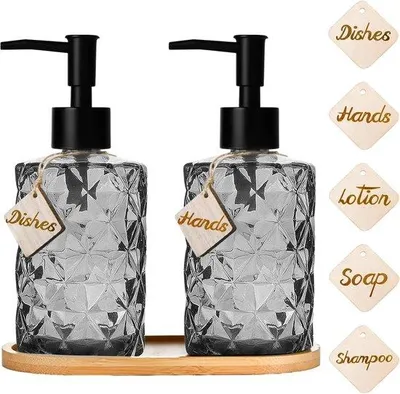 Obrázek produktu pro Sada černých skleněných dávkovačů mýdla