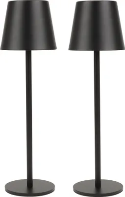 Produktbild von 2 Stück LED Tischleuchte FASHION dimmbar mit Touch Funktion 3 Lichtfarben IP44 12h Akku schwarz