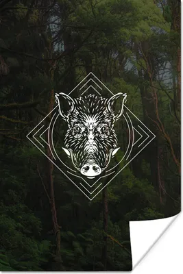 Produktbild von MuchoWow® Poster Wildschwein - Hörner - Wald - Tier 40x60 cm - Plakate für die Wand - Poster Babyzimmer