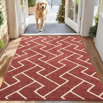 Produktbild von Schmutzfangmatte 80 x 120 cm Rot Rutschfest Waschbar für Innen & Außen