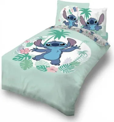 Produktbild von Disney Stitch Blau Kinder Mikrofaser Bettwäsche 2tlg. Set 135-140x200 65x65