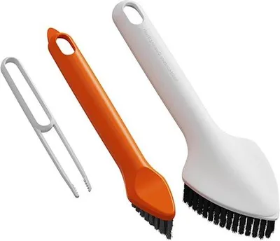 Immagine prodotto di Set di spazzole 3 in 1 - Spazzola per pareti, bagno, cucina, doccia e pavimenti - Manico lungo - Spazzola rigida - Spazzola a ugello con setole in acciaio