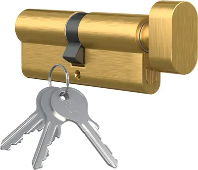 Produktbild von Knopfzylinder Schließzylinder Profilzylinder mit Knopf vermessingt 40mm x 30mm