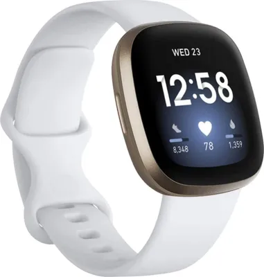 Produktbild von Strap-it Fitbit Versa 3 Silikon Armband (Weiß) - Große: S/M