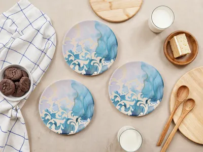 Produktbild von Hermia Concept, Elégante Dessertteller Set (6 Stück) aus 100% Keramik, Türkis & Weiß