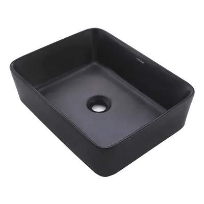 Zdjęcie produktu dla Umywalka Nablatowa Ceramiczna Matowa Czarna 48X36