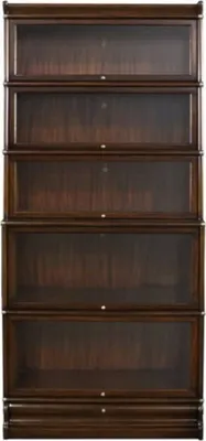 Produktbild von Casa Padrino Luxus Mahagoni Bücherschrank mit 5 Glastüren und Schublade Dunkelbraun 86 x 36,5 x H. 197 cm - Luxus Möbel