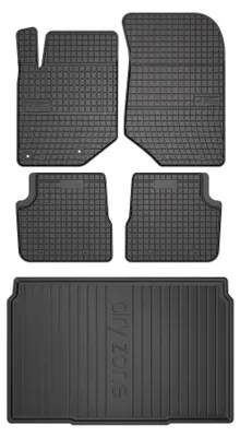 Productafbeelding van Rubberen automatten + kofferbakmat voor Opel Corsa F vanaf 2019 (hatchback) – 5-delig, zwart, op maat – Wielganizator SolidPRO