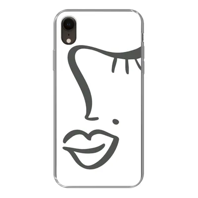 Produktbild von MuchoWow® Handyhülle Schutzhülle Hülle für iPhone XR Frau - Schwarz - Weiß - Abstrakt Silikon Softcase Handy Hülle - Schutzdeckel