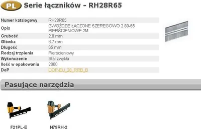 Zdjęcie produktu dla Bostitch gwoździe rh 2,8 x 65mm 21` ring 2000 szt.