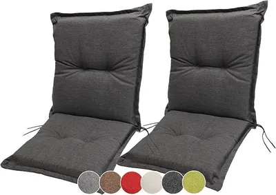 Produktbild von Stuhlauflagen Niedriglehner 100 x 50 (2er Set) - Gartenstuhlauflage Extra Dicke 9cm - Auflage für Gartenmöbel UV-Lichtecht, Wasserdicht - Outdoor Stuhlkissen für Gartenliegen - Anthrazit