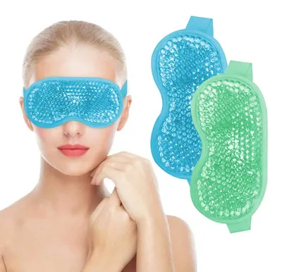 Produktbild von Kühlende Gel-Augenmaske, 2 wiederverwendbare Gel-Augenkissen und kühlende Kompressen gegen geschwollene und trockene Augen, kalte Augen-Eismaske mit weicher Rückseite zur Linderung von Migräne und Stress