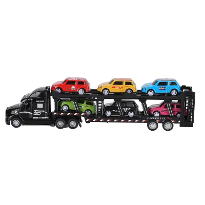Produktbild von 1:48 Transportwagen-Spielzeugmodell, abnehmbare Legierung, sechs Autos, Kindertransportfahrzeuge, Simulationsmodell für 3-Jährige + (Schwarz)