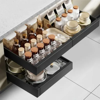 Immagine prodotto di Cassetto telescopico Cozary, cassetto estraibile per cucina, larghezza regolabile (32-52)