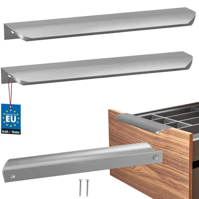 Produktbild von KOTARBAU® 2er Set Möbelgriff Schrankgriffe 212 mm Silber Matt ZnAl Hinterschraubgriffe Kantengriff Schubladengriffe Küche Modern