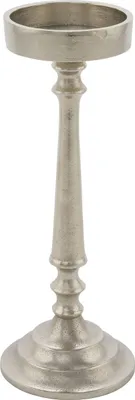 Obrázok produktu pre Hliníkový svietnik strieborný - 28 cm - Kovový dekoratívny stojan na sviečky