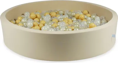 Produktbild von Trockenpool 130x30 beige mit 600 Bällen: transparent, opaleszierend, hellgold, beige