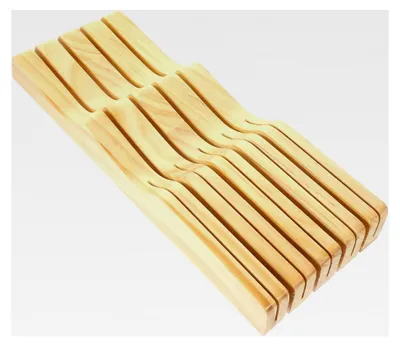 Produktbild von Messerhalter aus Buchenholz für Schubladen – Rutschfestes Aufbewahrungsregal für Küchenmesser