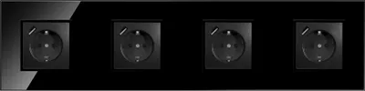 Produktbild von 4-fach Steckdose + USB Schwarz Komplett mit Glasrahmen Schuko 230V QUADRA