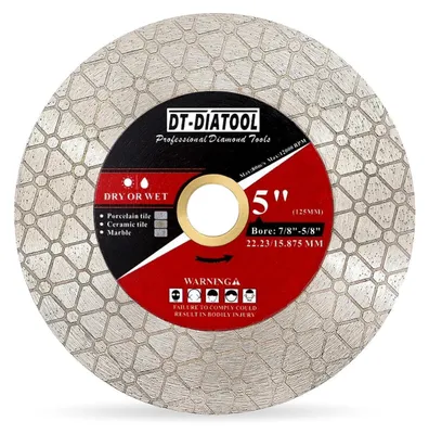 Obrázok produktu pre Diamantový kotúč 125 mm na rezanie porcelánu, dlaždíc, keramiky, mramoru, na úpravu hrán