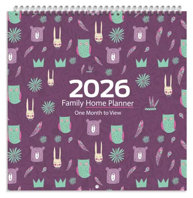 Productafbeelding van Familieplanner muurkalender, 5 kolommen, uilenkunst, voor gezin