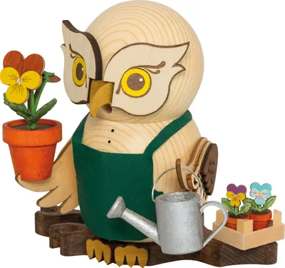 Produktbild von Drechslerei Kuhnert Räucherfiguren - Gärtner-Eule aus Holz - ca. 15 cm -  Germany