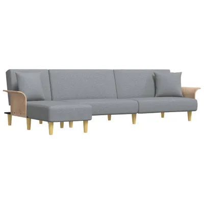 Produktbild von vidaXL Schlafsofa in L-Form Hellgrau 279x140x70 cm Stoff