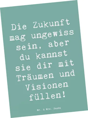 Produktbild von Mr. & Mrs. Panda Postkarte Spruch Zukunftsplanung Ungewissheit annehmen - Meeresbrise - Geschenk, bildkarte, Visionen, Zuversicht, Überraschungen, Trost, Postkarten