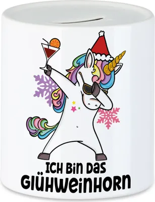 Produktbild von Glühweinhorn Spardose Advent Weihnachten Winterzeit Weihnachtsmarkt Glühwein Alkohol Punsch Schnee Kälte