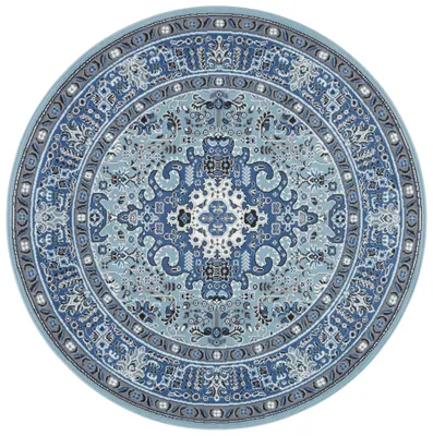 Image de Hanse Home Mirkan Tapis à poils courts rond Skazar Isfahan Bleu ciel