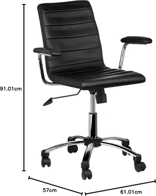 Image de Chaise de bureau Premier avec accoudoirs, dimensions 91 x 61 x 57 cm, couleur noire