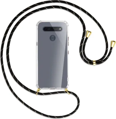 Produktbild von Handykette Backcover-Schutzhülle mit Band (Metall goldfarben) für LG K51S LM-K510 - schwarz/gold