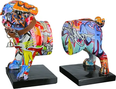 Zdjęcie produktu dla Casablanca 2tlg. Set, Buchstützen, Hund, "Street Art", Bulldogge, Graffiti, Kunstharz, mehrfarbig, , L. 12 cm, B. 22,5 cm, H. 20 cm 36056