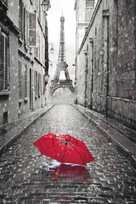 Image de Paris - Parapluie - Tour Eiffel -Poster print - Taille 61x91,5 cm
